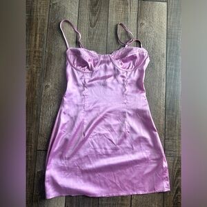 Beginning Boutique Pink Satin Mini Dress